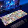 Backlight Mause Pad With Wire Gamer Accessories RGB Pokemon Mousepad Anime Luminous Mouse Gaming Desk Mat - Anime Mouse Pad Store