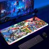 Backlight Mause Pad With Wire Gamer Accessories RGB Pokemon Mousepad Anime Luminous Mouse Gaming Desk Mat 6 - Anime Mouse Pad Store