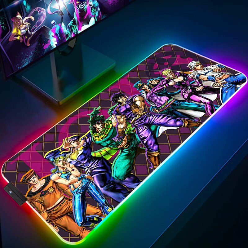 Mousepad Rgb Mouse Pad Xxl JOJO Keyboard Pc Gamer Desk Mat Gaming Accessories Cabinet Mats Anime 19 1 - Anime Mouse Pad Store